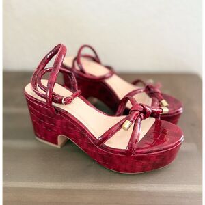 Guilhermina Red Tie Platform Heels - size 37EUR / 7 US